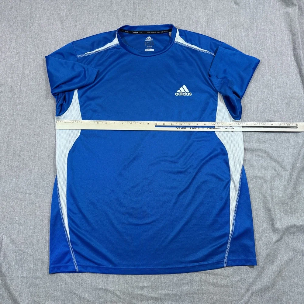 Adidas Shirt Mens‎ Extra Large Blue White Climalite Athletic Performance Tee XL